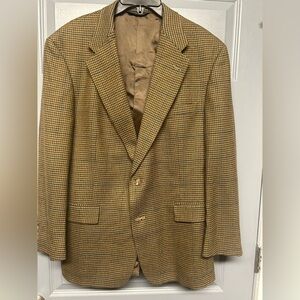 Vintage BURBERRY’S houndstooth brown/tan w/teal stripe blazer size 41S EUC